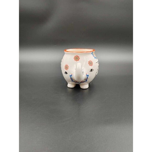 Elephant Coffee Cup Mug Hand Painted Ceramic 3D Trunk Lucky Trunk Up (B) - Picture 10 of 10